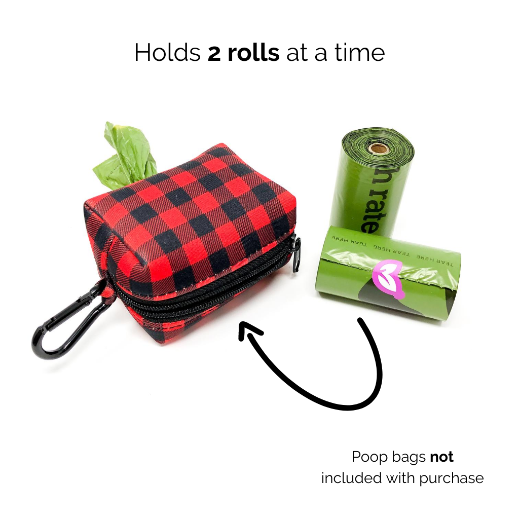 Poop bag holder - Red Plaid