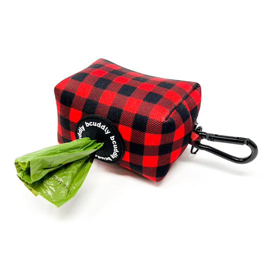 Poop bag holder - Red Plaid